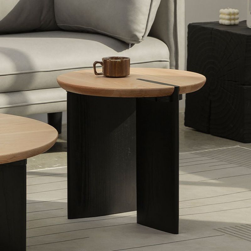 Contemporary Style Coffee Table Solid Wood Round Cocktail Table
