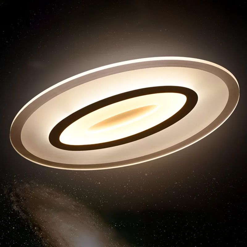 White Oval LED Flush Mount Fixture Minimalist Acrylic LED Flush Mount Lighting for Living Room