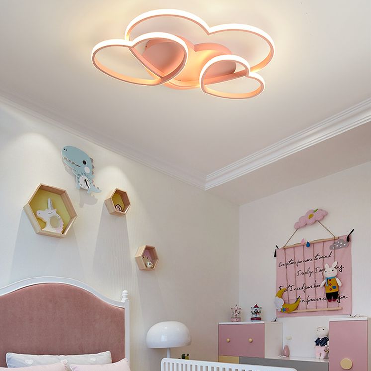 Heart Shaped Flush Mount LED Light Minimalist Metal Girls Bedroom Ceiling Mounted Light