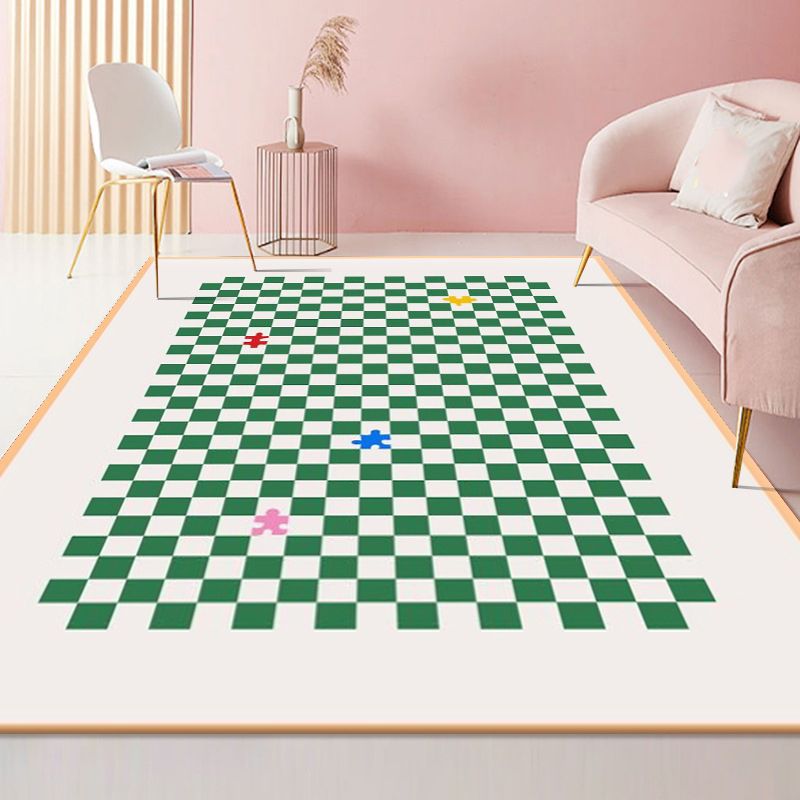 Classical Plaid Print Area Rug Friendly Washable Carpet Anti-Slip Area Rug for Home Decor