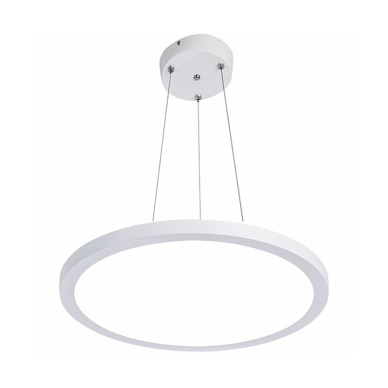 Round Chandelier Pendant Light Contemporary Acrylic Office LED Hanging Light in White