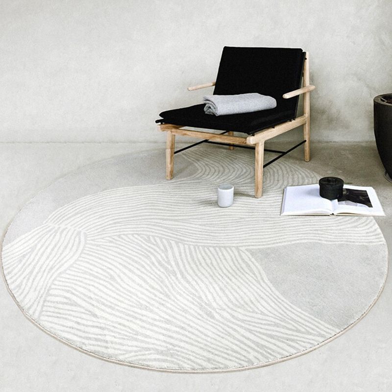 Modern Stripe Pattern Rug Grey Polyester Area Rug Non-Slip Backing Area Carpet for Home Decor