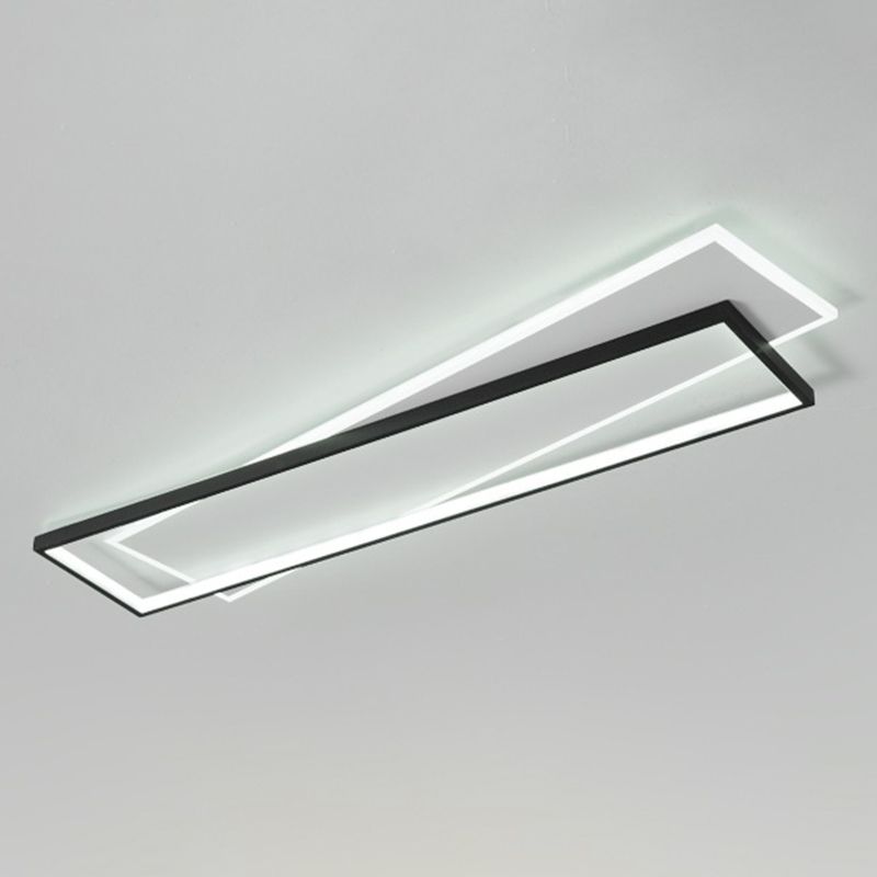 Luminaire de plafond rectangulaire noir-blanc, luminaire encastré en acrylique à LED Simple