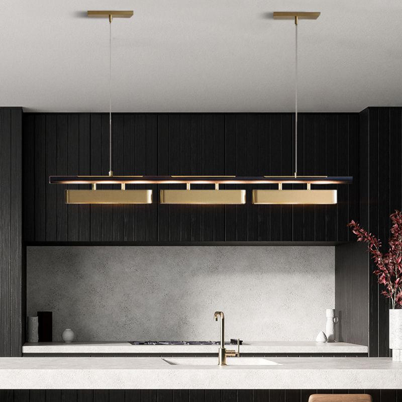 Modern 2/3/4-Light Black Ceiling Light Metal Kitchen Island Lighting for Dining Room