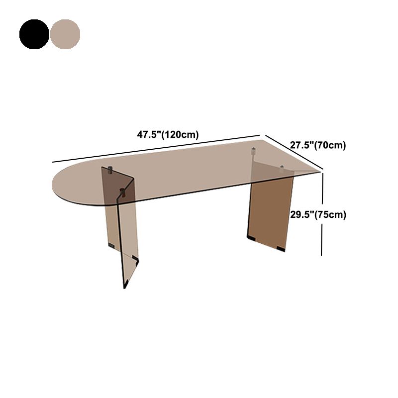 Modern Glass Top Dining Table Double Pedestal Base Dining Table