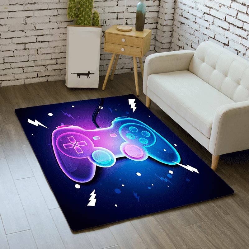 Trendy Game Controller Pattern Carpet Polyester Rug Stain Resistant Area Carpet for Living Room