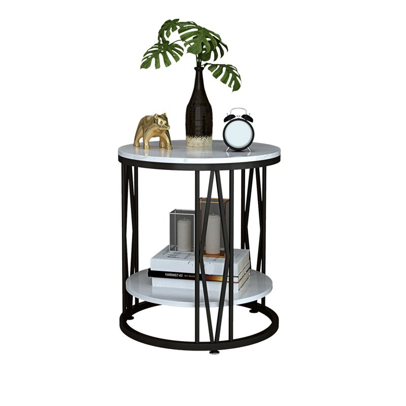 Industrial Nightstand Lower Shelf Accent Table Nightstand for Bedroom