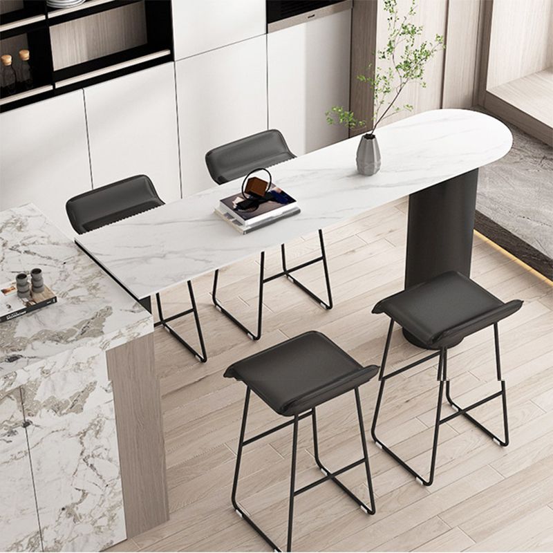 Sintered Stone Bistro Bar Table Double Pedestal Bar Table for Kitchen