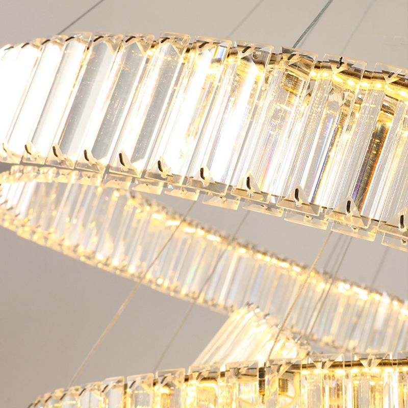 Lampada il lampadario di cristallo a LED a LED a LED a LED di cerchi di cerchi cromati per soggiorno