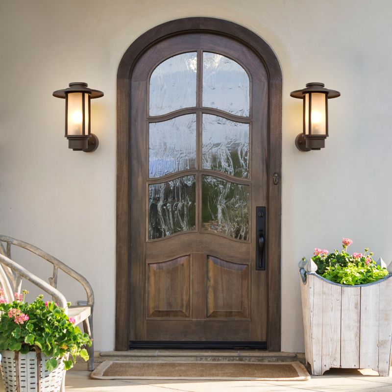 Retro Frosted Glass Shade Wall Light Geometric 1 Light Wall Sconce for Outdoors