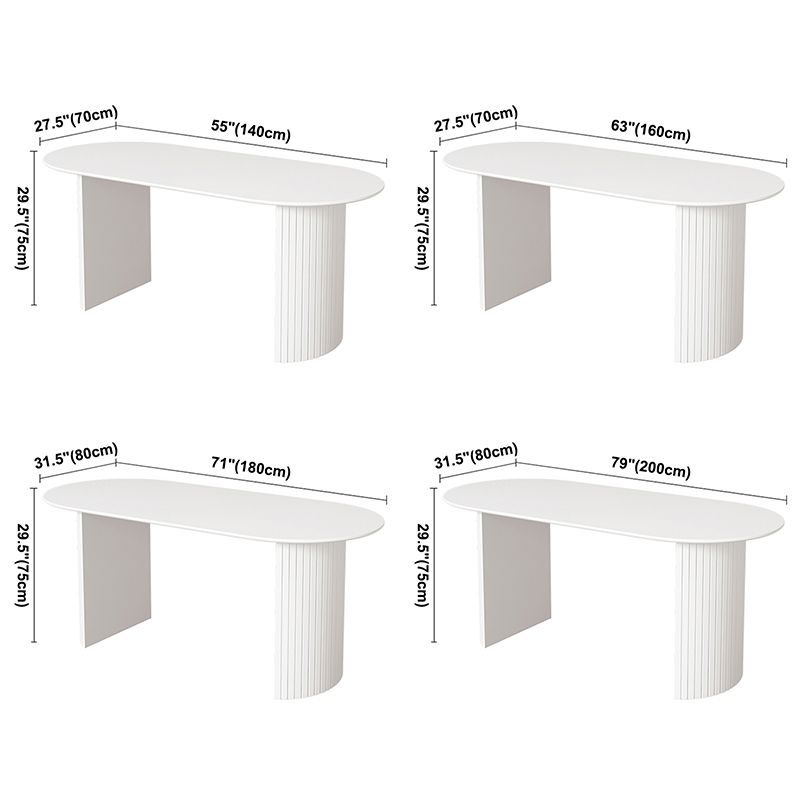 Contemporary Oval Dining Table Pine Solid Wood Table with Double Pedestal for Dining Room