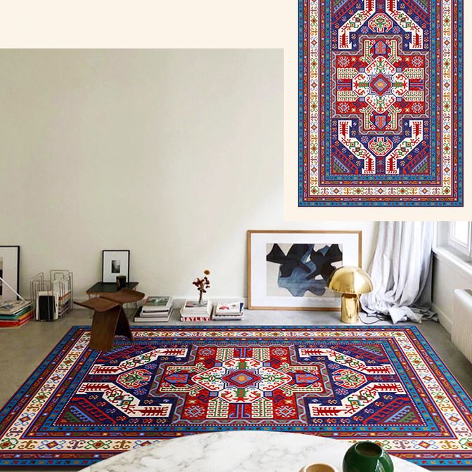 Tapis marocain de la zone marocaine aux couleurs vives Traditionnel Polyester imprimé à imprimé floral Tapis de support sans glissement pour salon