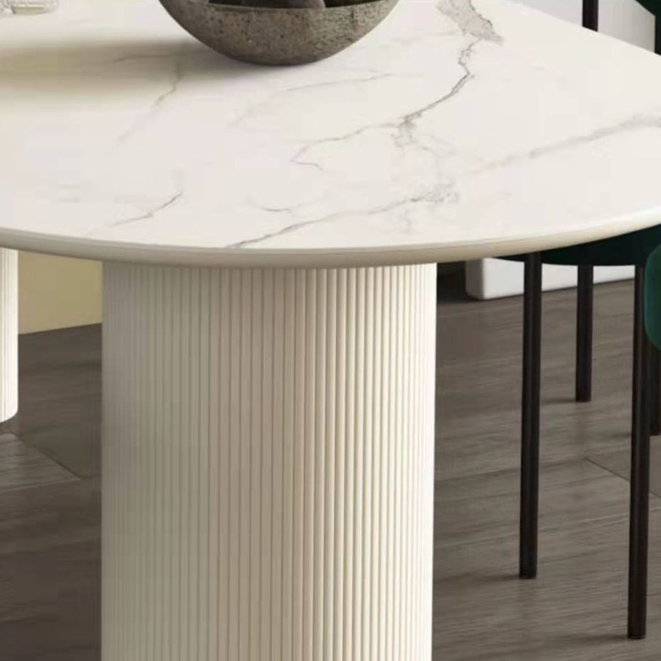 Metal Contemporary Free Form Dining Table Sintered Stone Top Table for Dining Room and Kitchen