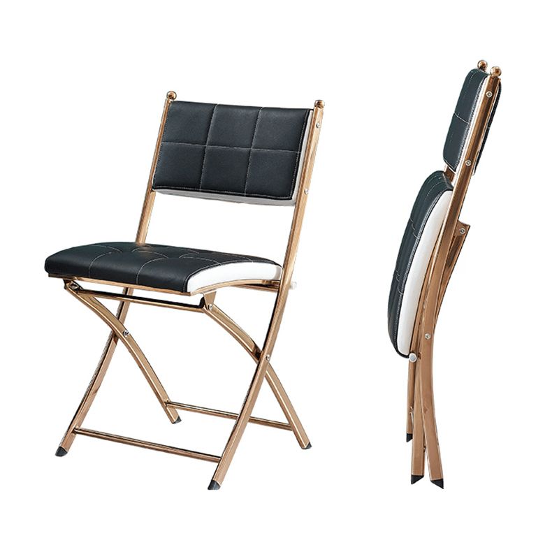 Glam Kitchen Side Chair Gold Legs Open Back Dining Armless Chair