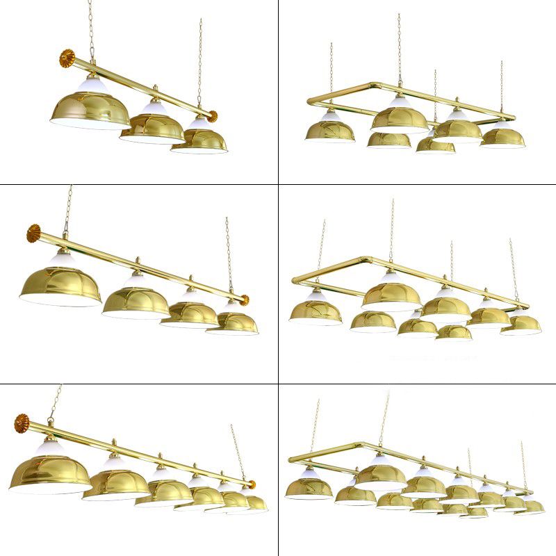 Stainless Steel Billiard Light Country Bowl Shaped Game Room Ceiling Suspension Lamp