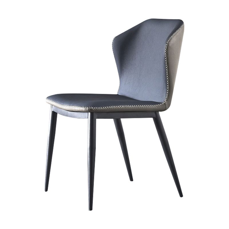 Sillas laterales sin brazos de comedor de cuero con respaldo de estilo industrial (juego de 4)