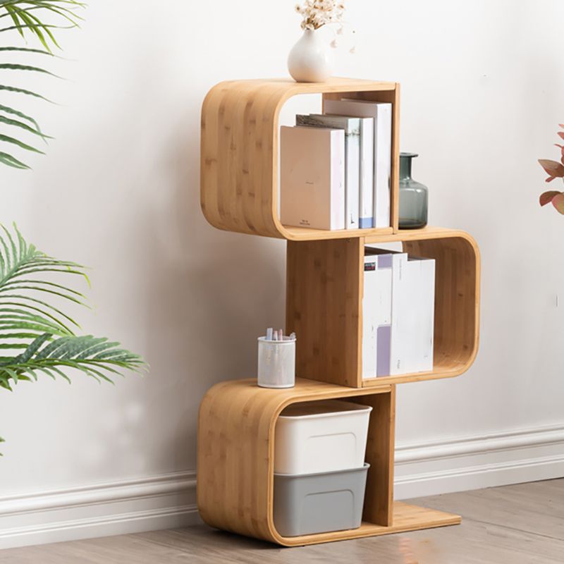 Vertical Contemporary Bamboo Bookcase Open Back Bookshelf for Home