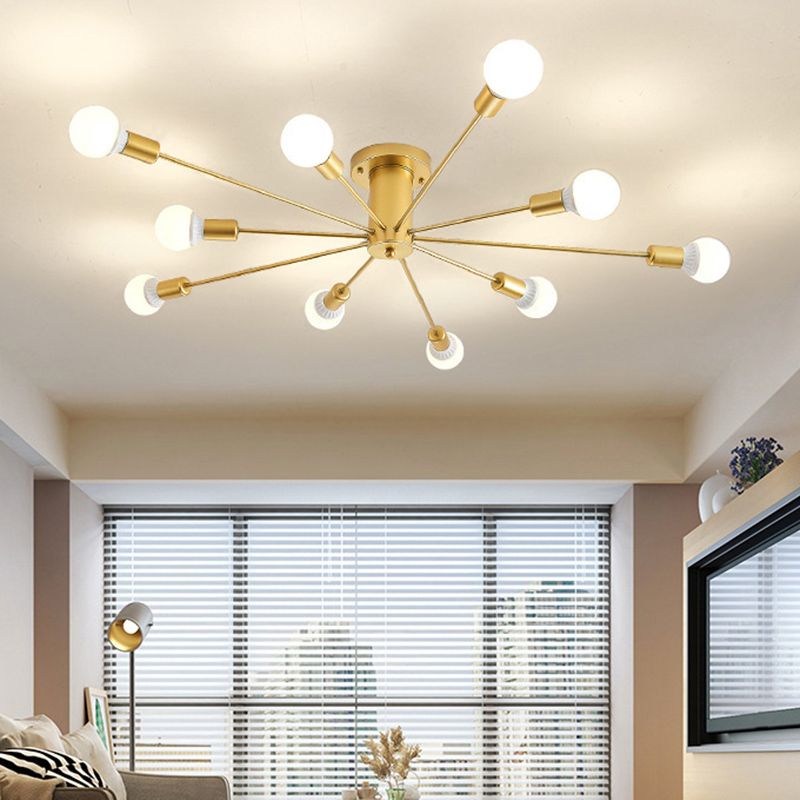 Industrial Style Iron Ceiling Light with Glass Shade for Bedroom