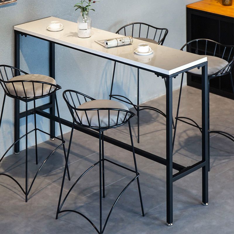 Industrial Bar Height Table White Faux Marble Top Bistro Pub Table for Patio Use