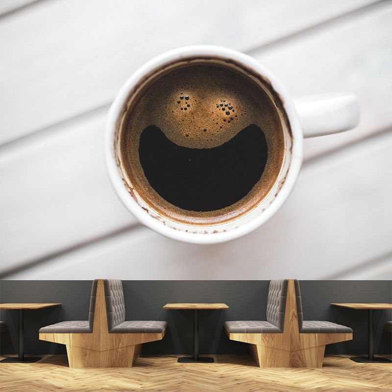 Customized Coffee Mural Wallpaper Stain Resistant Wall Covering Free Time for Coffee Shop