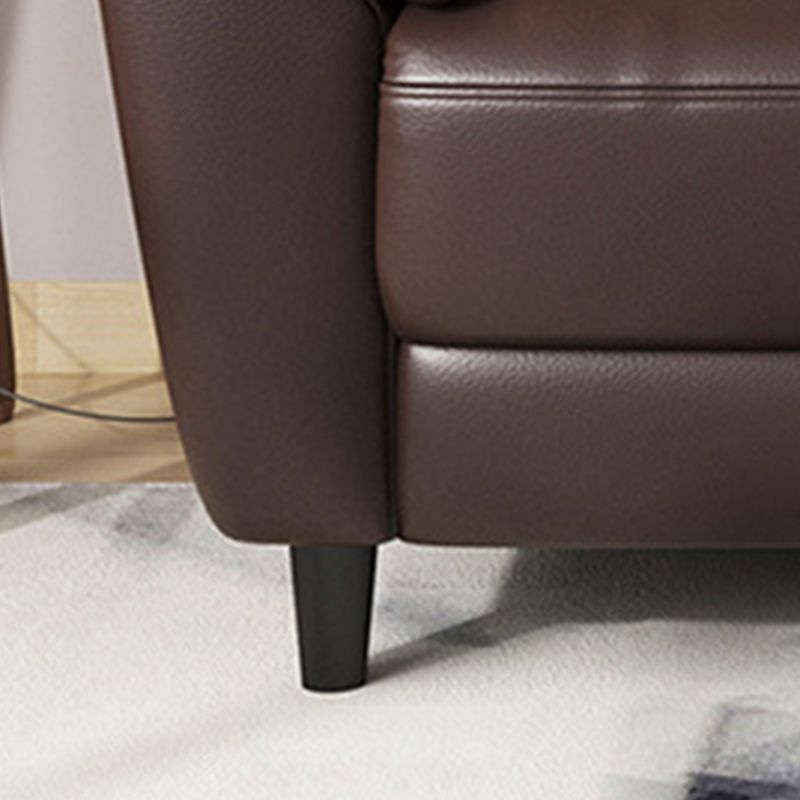 Brown Leather Flared Arm Setee Standard Loose Back Settee Furniture