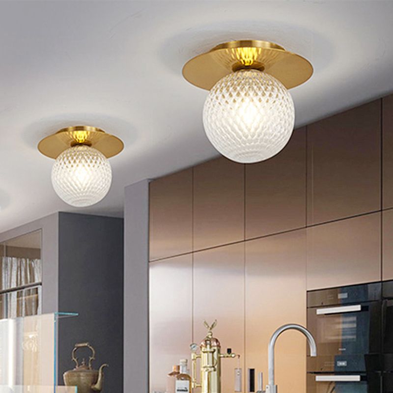 Clear/Light-Brown/Cream Orbit Ceiling Light Modern Glass 1 Light Kitchen Flushmount Ceiling Lamp
