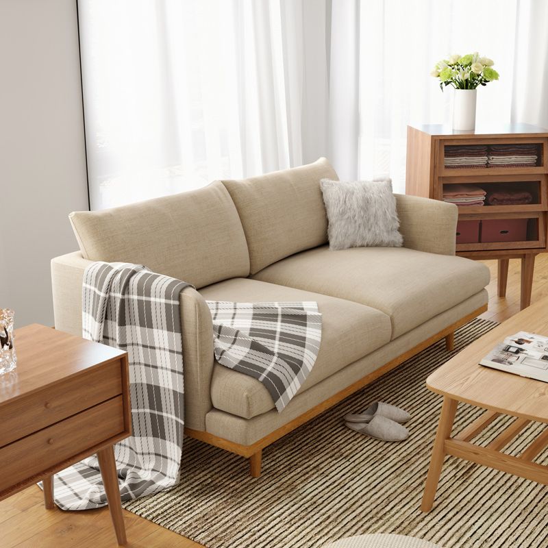 Modern 29.52" H Cotton Blend Wood Frame Recessed Arm Loveseat