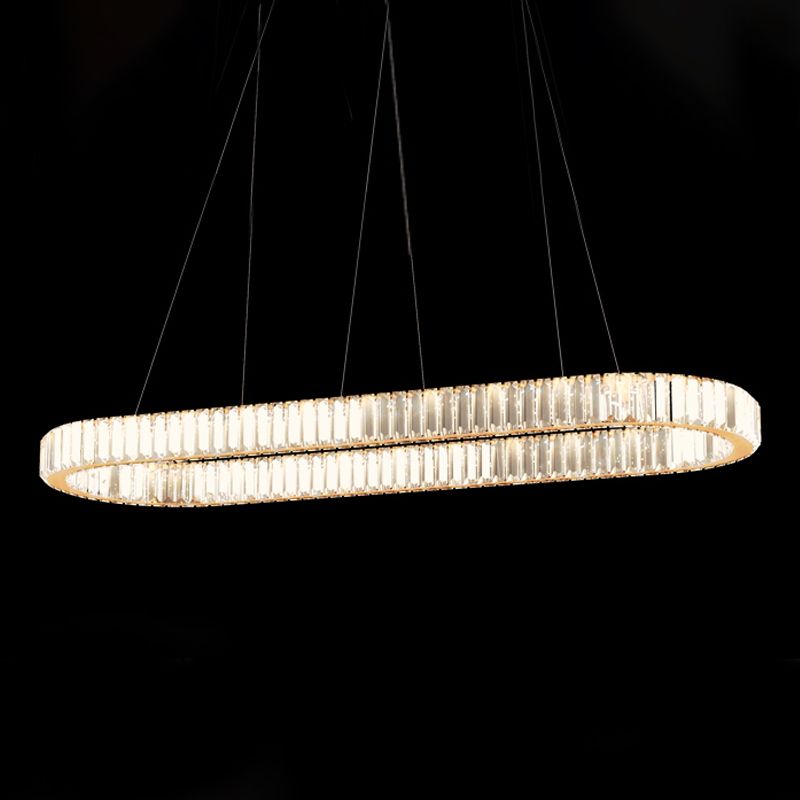 Island Contemporary Light Pendante de l'île en cristal en forme d'ovale pour la cuisine