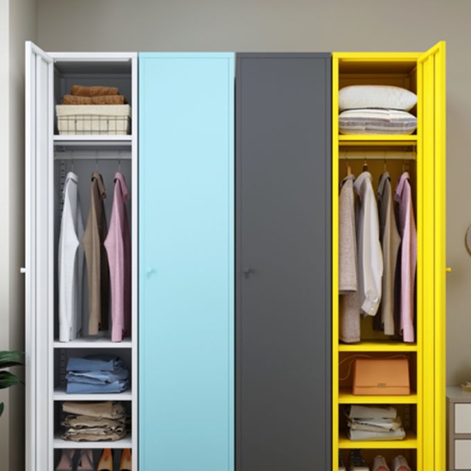 Steel Contemporary Wardrobe Armoire With Legs Hinged Storage Cabinet