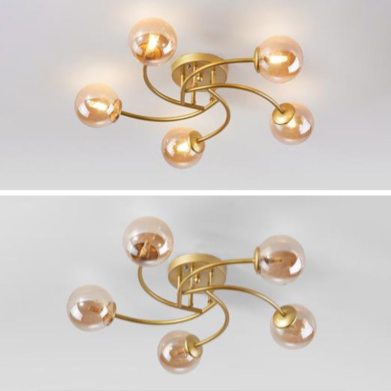 Modern Spherical Ceiling Mount Light Fixture Glass Ceiling Light