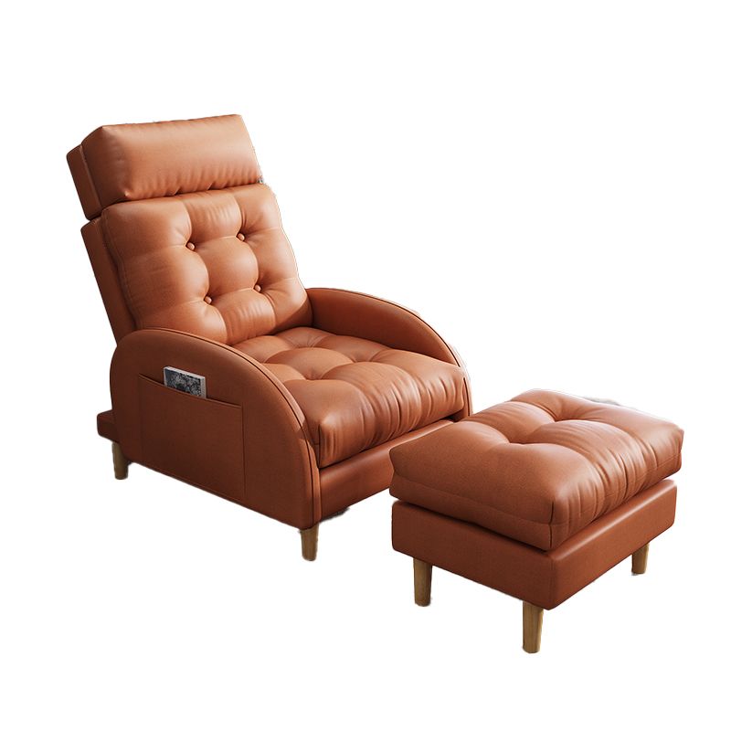 Contemporary Bonded Leather Tufted Cushions with Ottoman Lounge Accent Chair