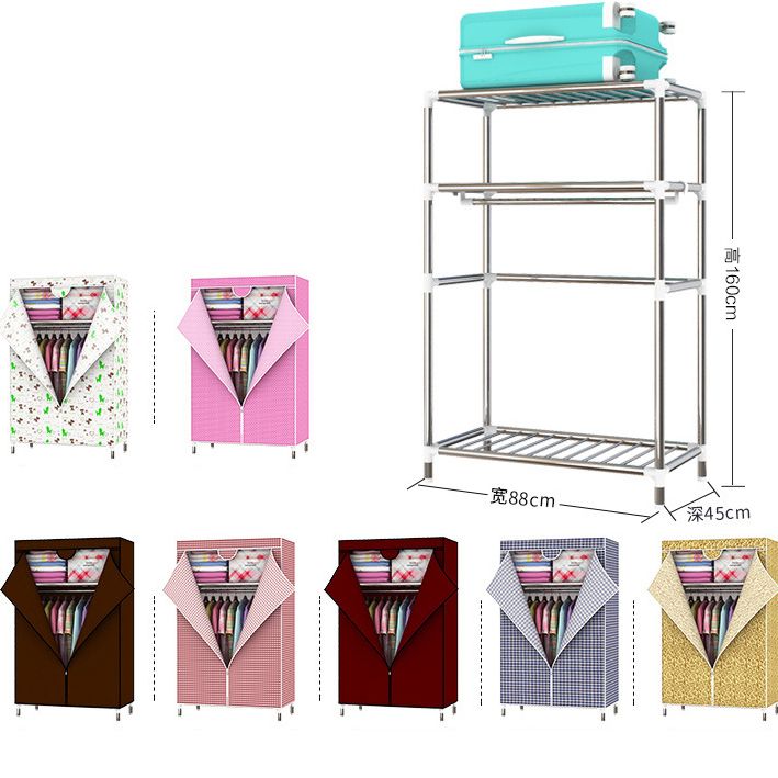 Contemporary Style Metal Wardrobe Cloth Rod Included Closet for Home