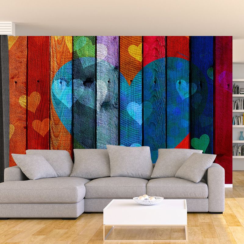 Autocollants muraux personnalisés en Surface en bois, décoration murale pour la maison, le salon, couleur douce