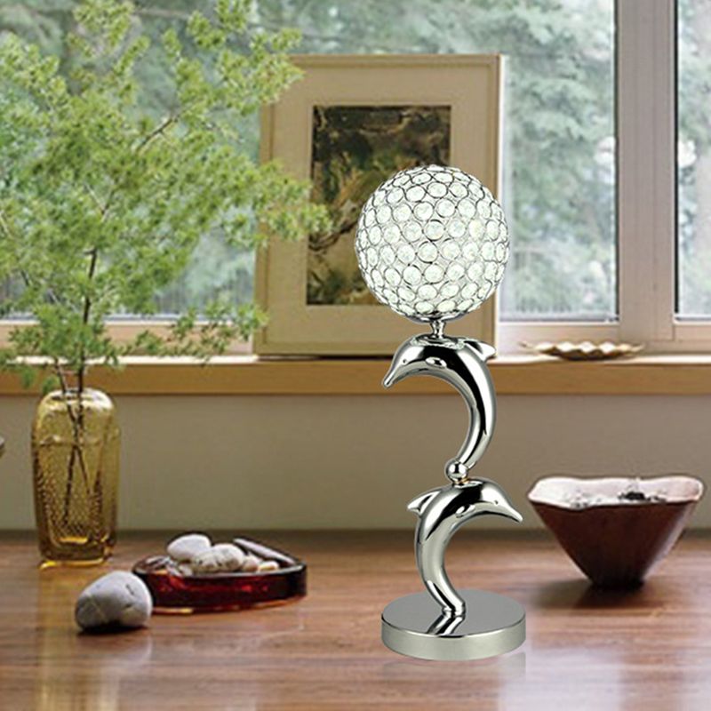 Crystal Chrome Table Light Dolphin e Globe LED LAMPARE SEMPLICE PER LA LAMPO PER STUDIO