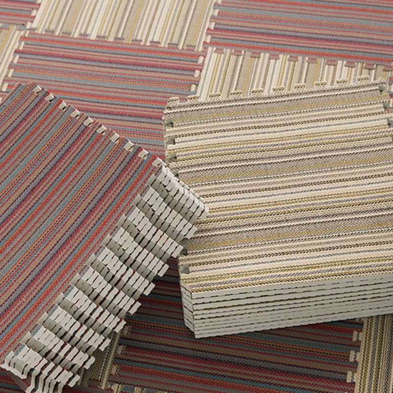 Carpet Tile Non-Skid Fade Resistant Striped Interlocking Carpet Tiles Dining Room