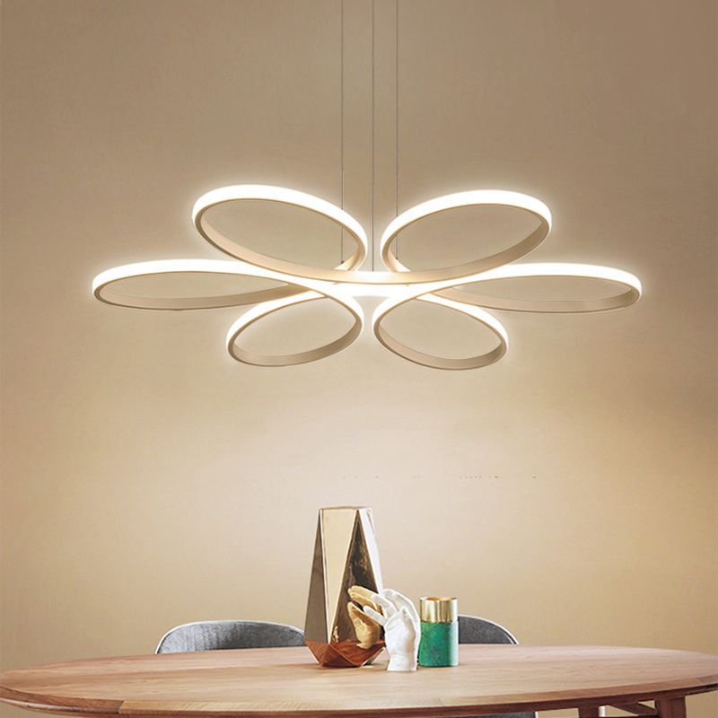 Wit LED lineair hanglampje in moderne creatieve stijl smeedijzeren hangende lamp met acrylschaduw