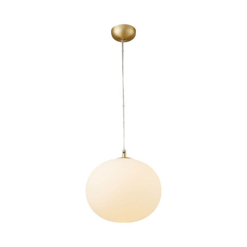 Modern Ball Hanging Light Kit White Glass 11"/13" W 1 Bulb Dining Room Suspension Lighting