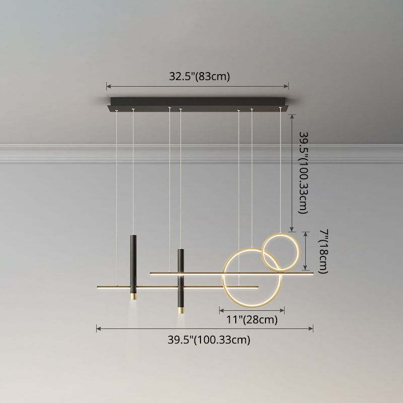 Anneaux et lignes de dîner lampe à suspension Métalliste Minimaliste LED PENDANT