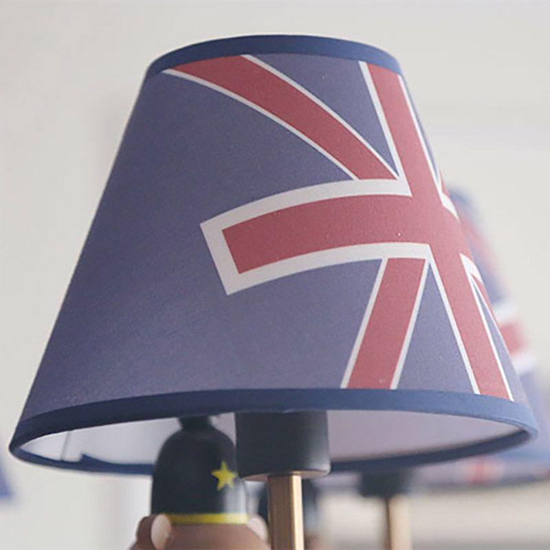 Amerikanischer Bärer Kronleuchter Metall 5 Lichter Blauer Schattenhängeanhänger für Kinderschlafzimmer