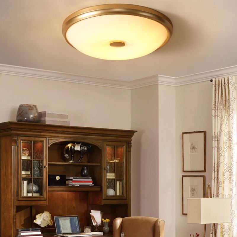 American Rustic Style Ceiling Light White Glass Dining Room Flush Mount Ceiling Lamp