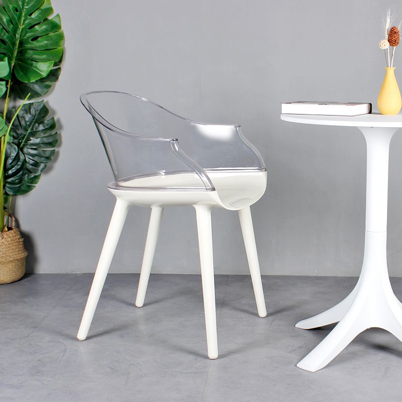 Scandinavian Style Plastic Chair Set Solid Back Arm Kitchen Single Dining Chair