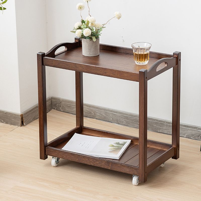 Modernistic Solid Wood with Shelf Rectangular Double Tier Side Table