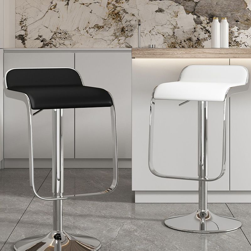 Modern Adjustable Height Swivel Faux Leather Bar Stool with Footrest