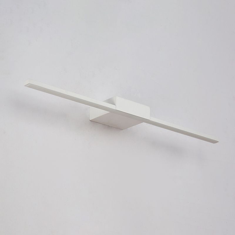 1 Light Metal Linear Mirror Wall Lighting Modern Style Wall Mounted Light Fixture in White