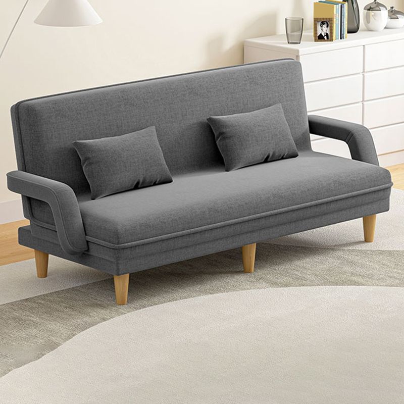 Scandinavian Removable Cushions Fabric Square Arms Futon Sleeper Sofa Bed