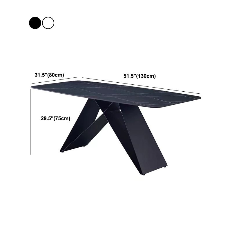 Modern Rectangle Table Stone Dining Room Table with Metal Base