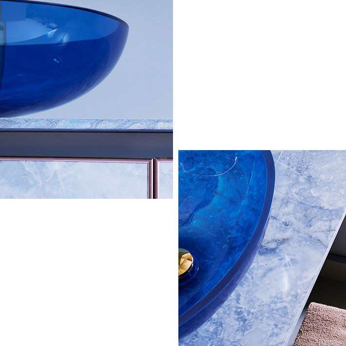 Modern Bathroom Sink Glass Oval-Shape Vessel Bathroom Sink with Pop-Up Drain