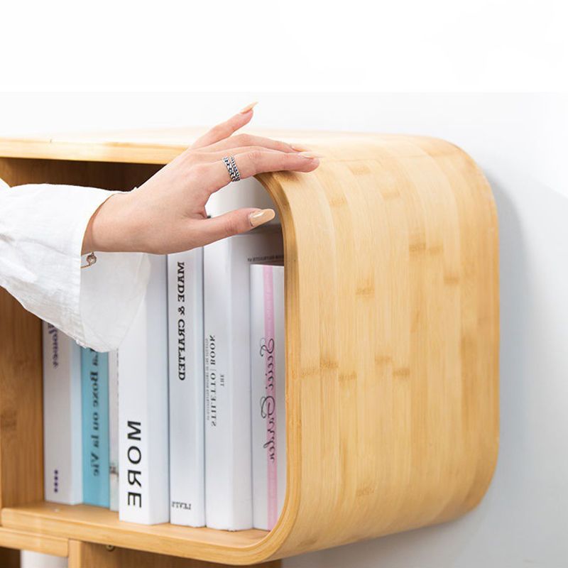 Modern Bamboo Bookcase Natural Open Back Standard Bookshelf with Shelves
