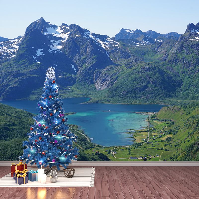 Beautiful Mountain Landscape Mural Wallpaper Mildew Resistant Wall Covering for House Interior