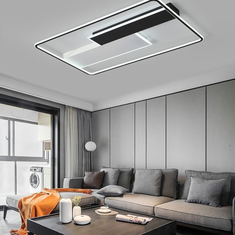 Minimalisme LED Metal Flush Light Black Flush Mount Ceiling Light for Living Room